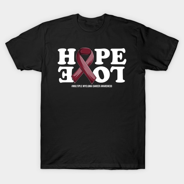 Multiple myeloma Cancer Support | Burgundy Ribbon Support Multiple myeloma Cancer awareness T-Shirt by OldyArt